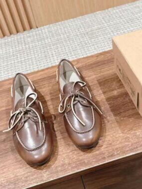 Miu Miu Brown Leather Boat Loafers